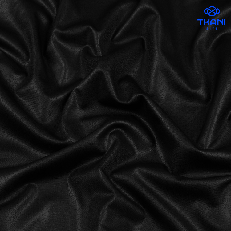 5035. Тонкое трикотажное полотно с покрытием под вареную замшу. Черный. - фото 1