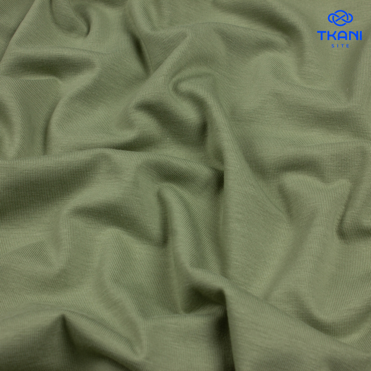 3443. Кулирная гладь. Оливка - фото 1