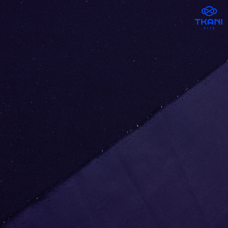 3536. Трикотажное полотно. Скуба с метанитом. Темно-синий - фото 2