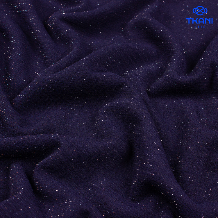 3573. Трикотажное полотно. Скуба с метанитом. Темно-синий - фото 1