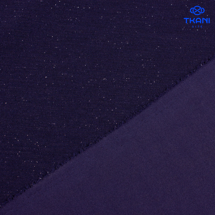 3573. Трикотажное полотно. Скуба с метанитом. Темно-синий - фото 2