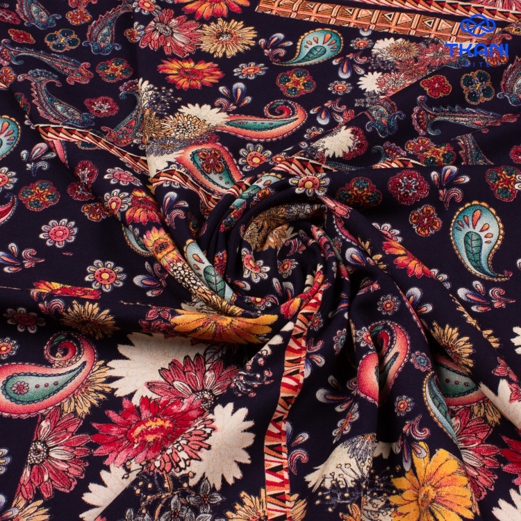 5075. Конкурс! Вискозная купра. Peach effect. Принт. - фото 1