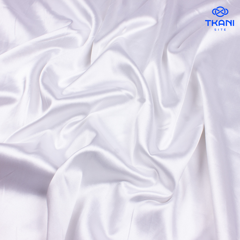 5077. Плательный атлас. Белый. от Tkani.site