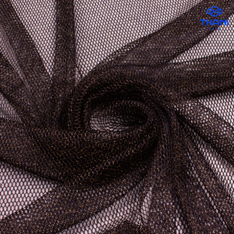 5109. Сетка с метанитом. Черный\золотой. от Tkani.site