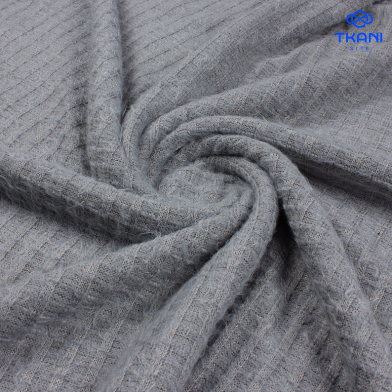 5081. Трикотажное полотно с мохером. Серый. Уценка!!! от Tkani.site