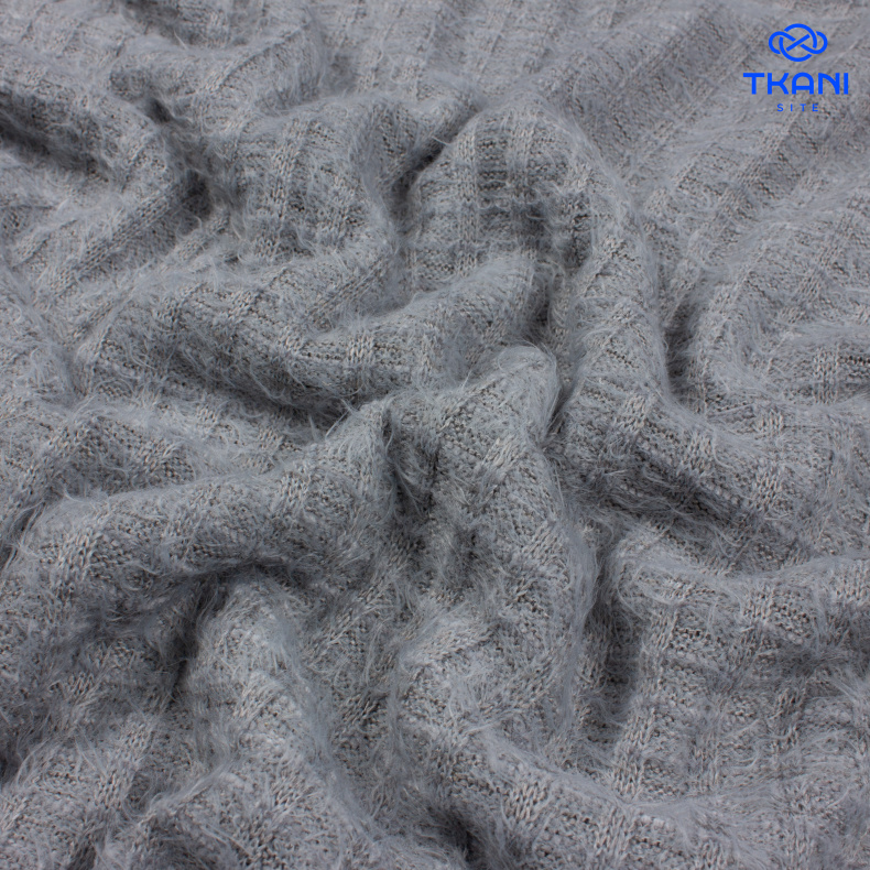 5081. Трикотажное полотно с мохером. Серый. Уценка!!! от Tkani.site