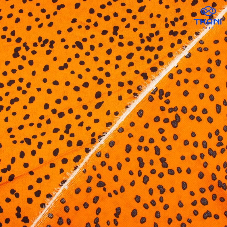 4034. Искусственный фактурный шёлк. Jacobs. Принт от Tkani.site