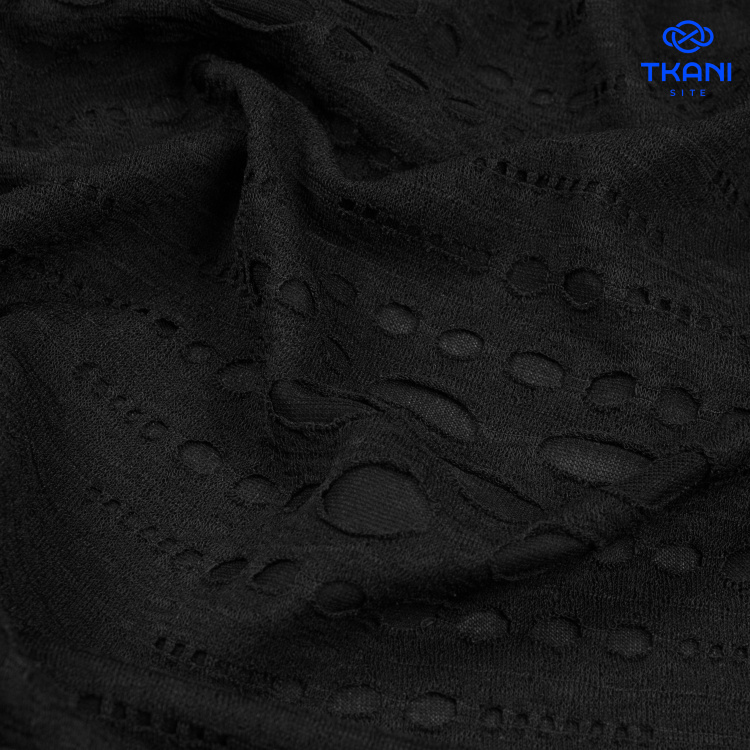 4096. Трикотажное полотно. Деворе. Черный - фото 2
