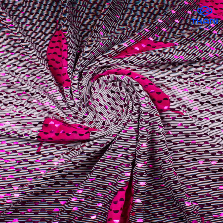 4108. Трикотажное полотно. Масло. В полоску. Пайетки. - фото 1