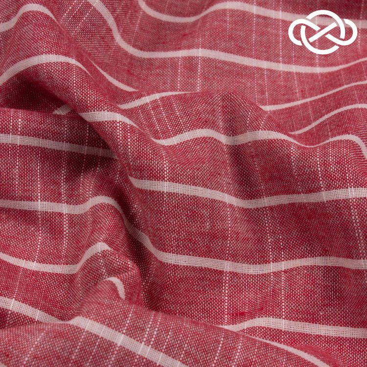 4212. Лён с хлопком. В полоску - фото 2