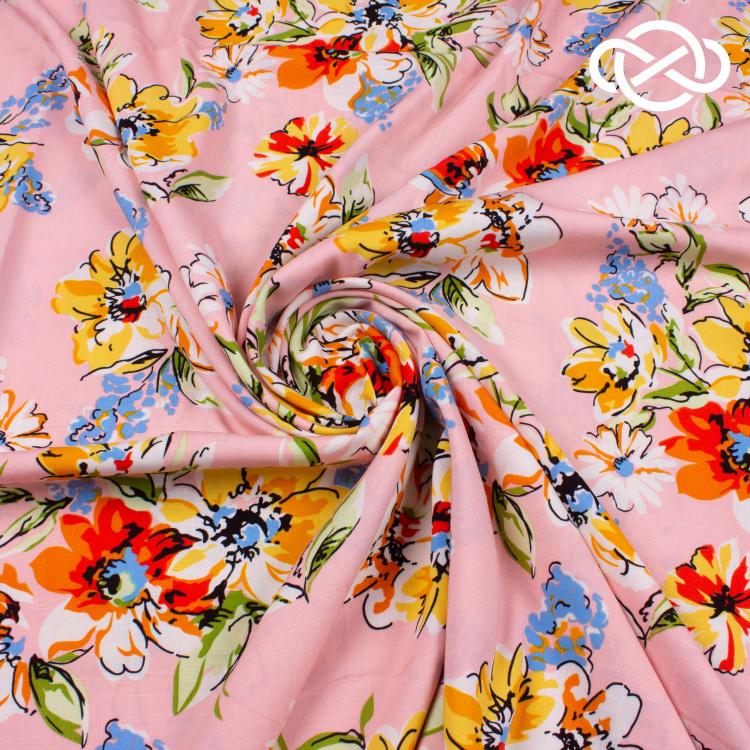 4215. Лён с вискозой. Принт - фото 1