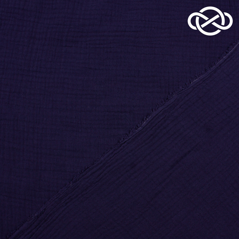 4347. Муслин. Двухслойный. Темно-синий от Tkani.site