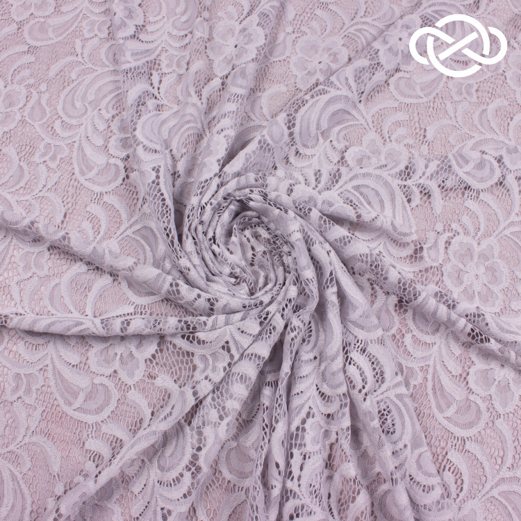 7351. Гипюр с фестончатыми краями. Облачно-серый.  - фото 1