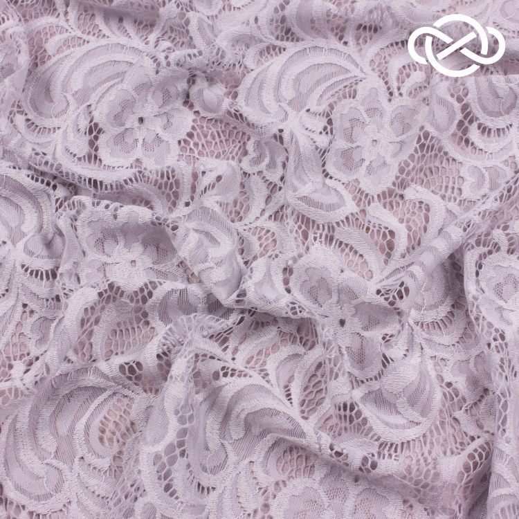 7351. Гипюр с фестончатыми краями. Облачно-серый.  - фото 2