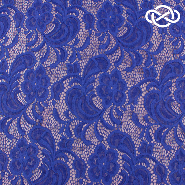 7352. Гипюр с фестончатыми краями. Синий.