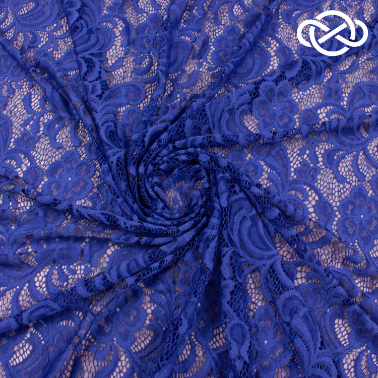 7352. Гипюр с фестончатыми краями. Синий. - фото 1