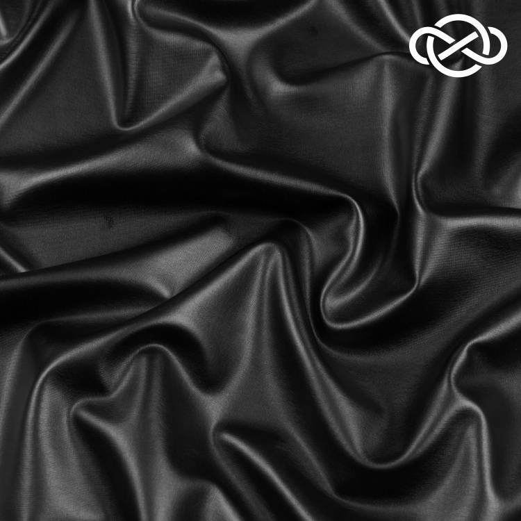 7372. Трикотажное полотно. Ламинат. Под экокожу. Черный. - фото 1