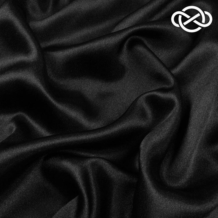 4552. Креп атлас. Черный - фото 1