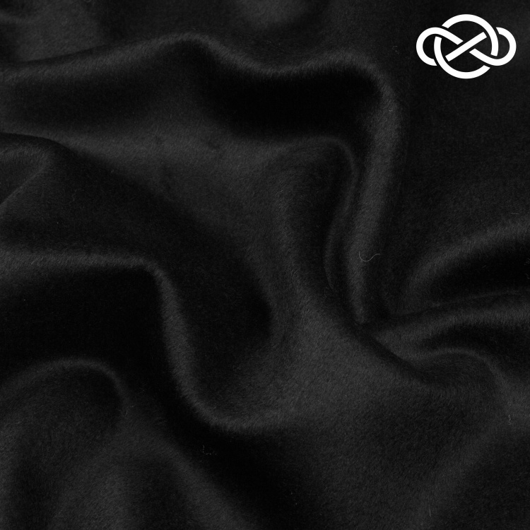 7466. Пальтовая. Дублированная. Шерсть. Кашемир. Ворс. Черный. - фото 1