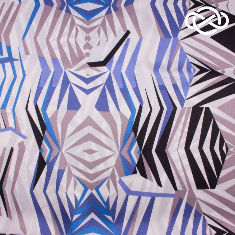 7513. Плательный атлас. Принт.