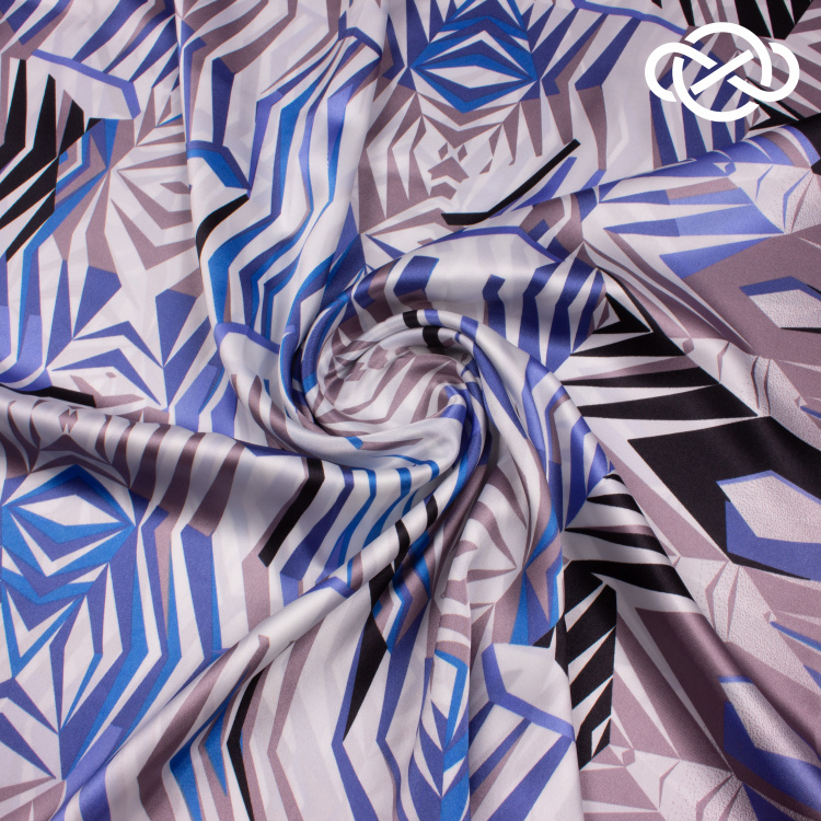 7513. Плательный атлас. Принт. - фото 1