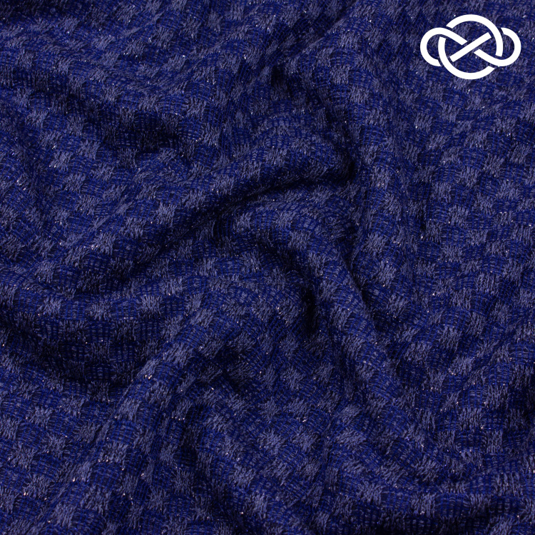 7521. Трикотажное полотно с метанитом. Синий. - фото 1