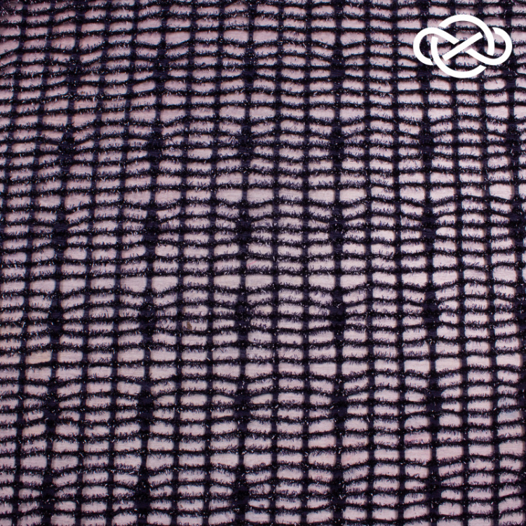 7543. Ажурное трикотажное полотно. С люрексом. Темно-синий.