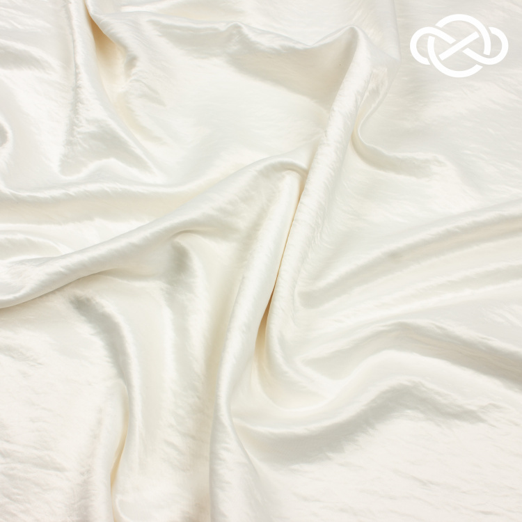 4843. Костюмно-плательный атлас. Крэш. Айвори - фото 1