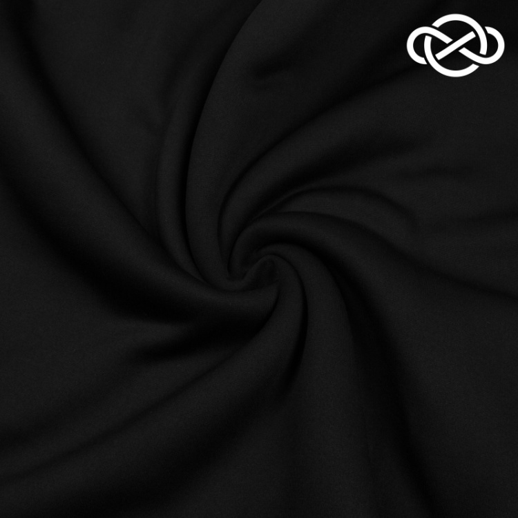 7619. Футер 3нитка с начесом. Черный.