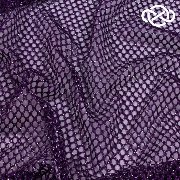 10026. Ажурное трикотажное полотно. С люрексом. Фиолетовый - фото 2