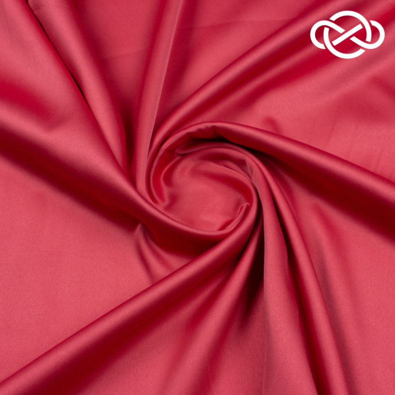 10272. Костюмно-плательный Атлас. Коралловый от Tkani.site