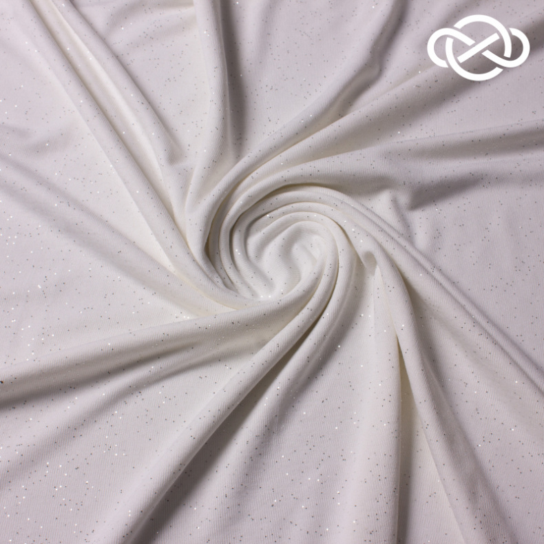 10331. Трикотажное полотно с глиттером. Молочный от Tkani.site