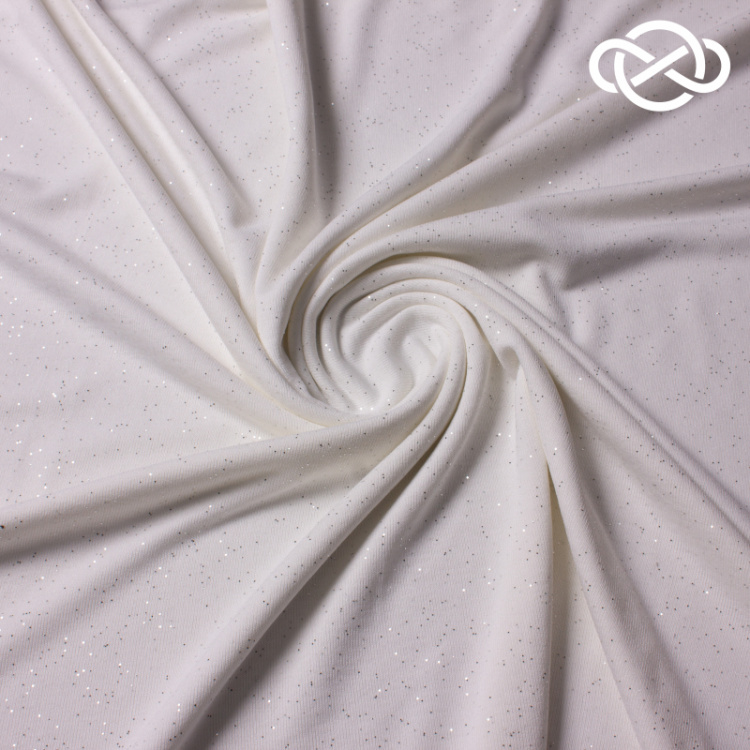 10331. Трикотажное полотно с глиттером. Молочный