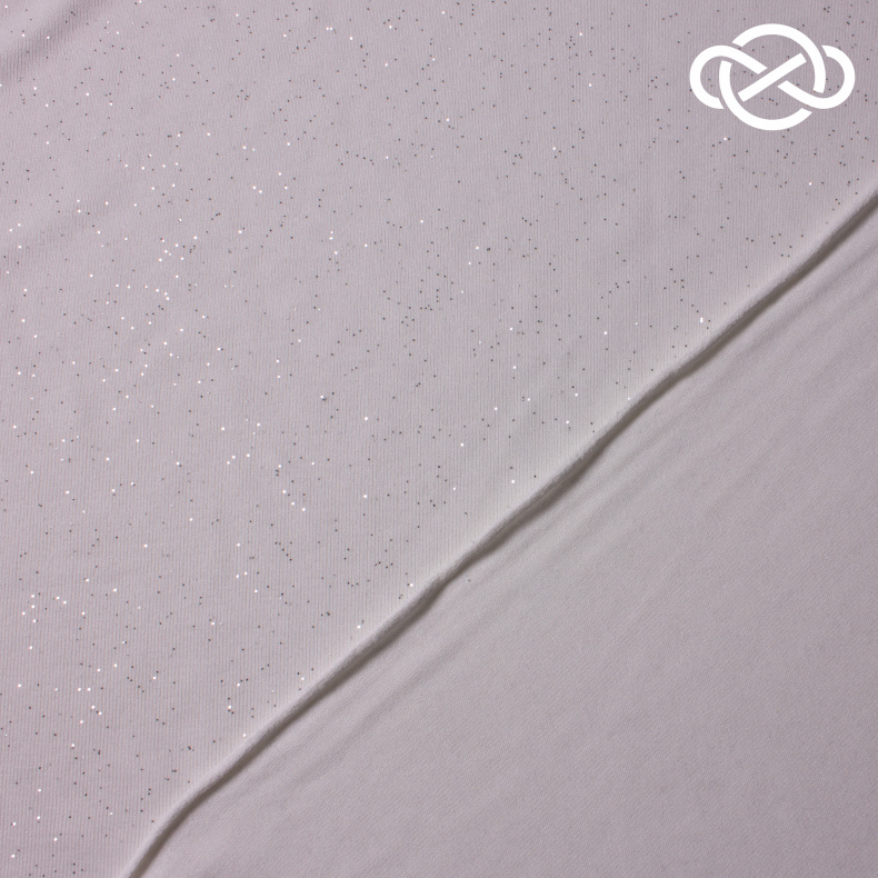 10331. Трикотажное полотно с глиттером. Молочный от Tkani.site