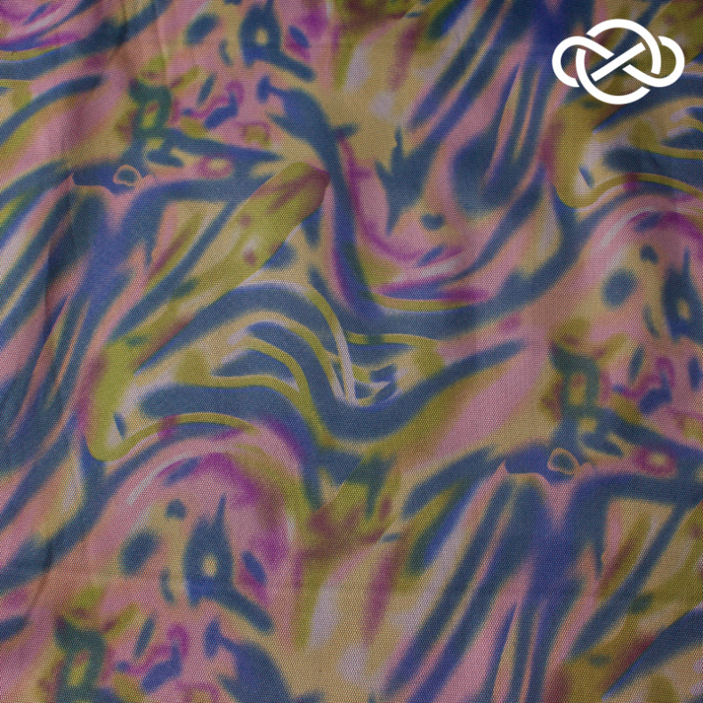 10365. Курточная дублированная сеткой. Принт от Tkani.site