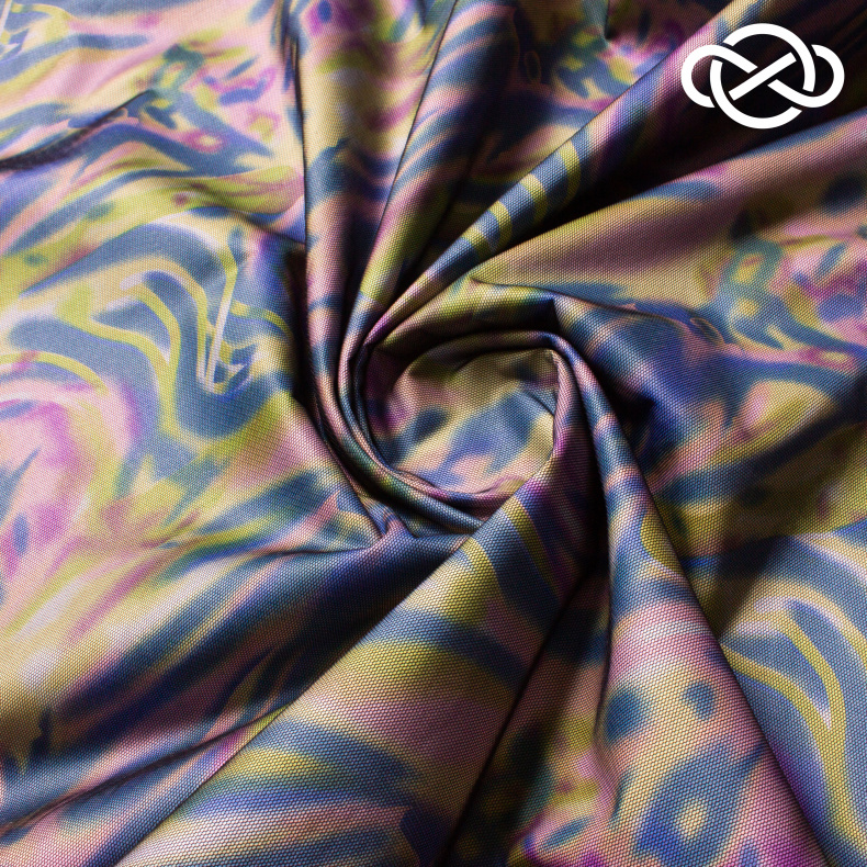 10365. Курточная дублированная сеткой. Принт от Tkani.site