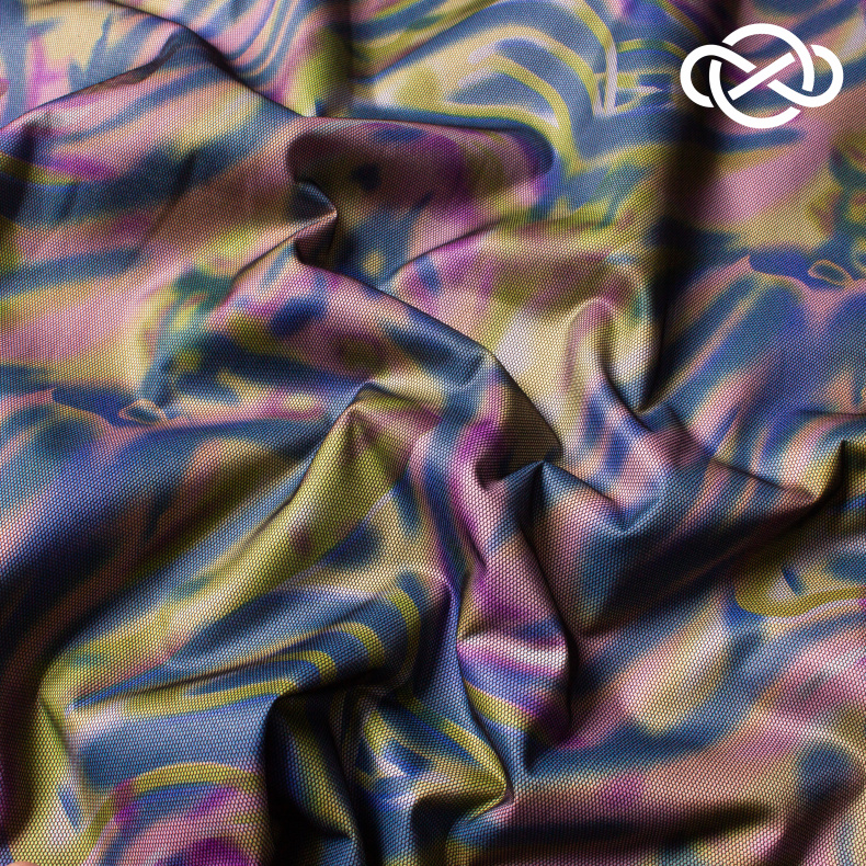 10365. Курточная дублированная сеткой. Принт от Tkani.site