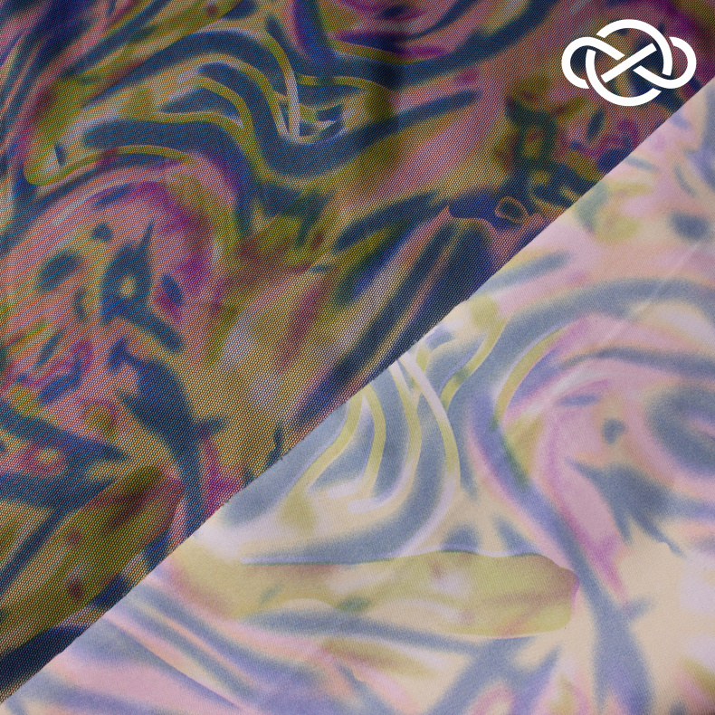 10365. Курточная дублированная сеткой. Принт от Tkani.site