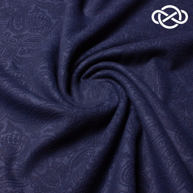 10385. Пальтовая поливискоза. Жаккард. Темно-синий от Tkani.site