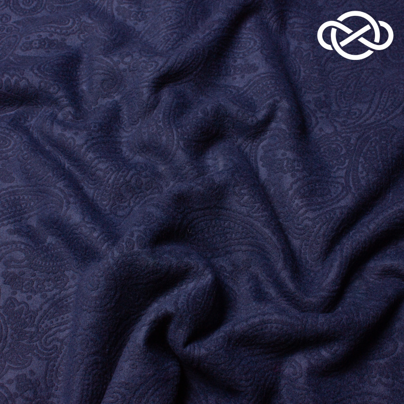 10385. Пальтовая поливискоза. Жаккард. Темно-синий от Tkani.site