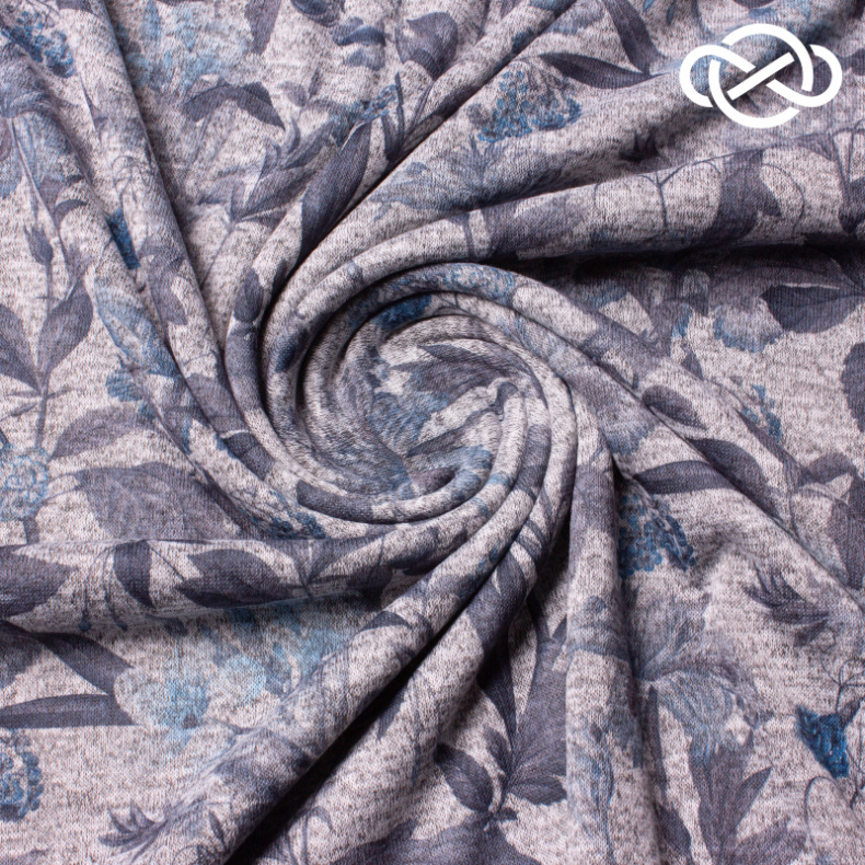 10466. Трикотажное полотно. Имитация ручной вязки. Принт от Tkani.site