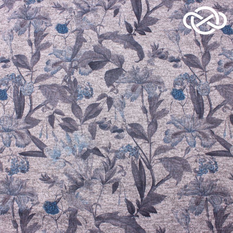 10466. Трикотажное полотно. Имитация ручной вязки. Принт от Tkani.site