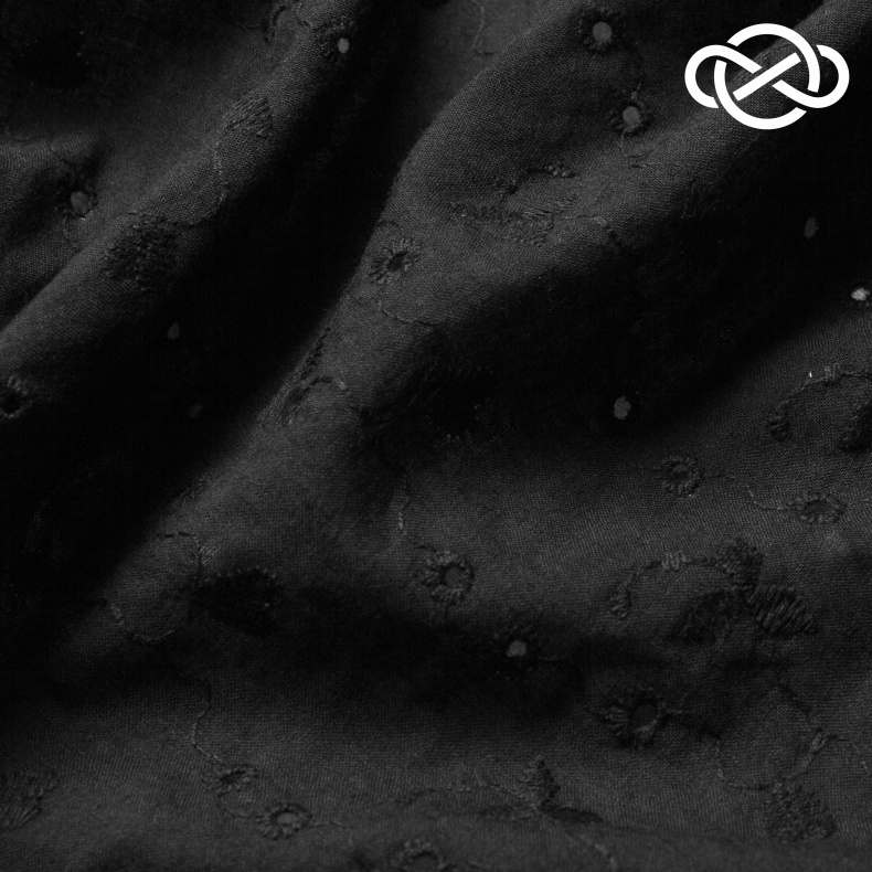 7754. Батист. Хлопок с коноплёй. Шитье. Черный. от Tkani.site