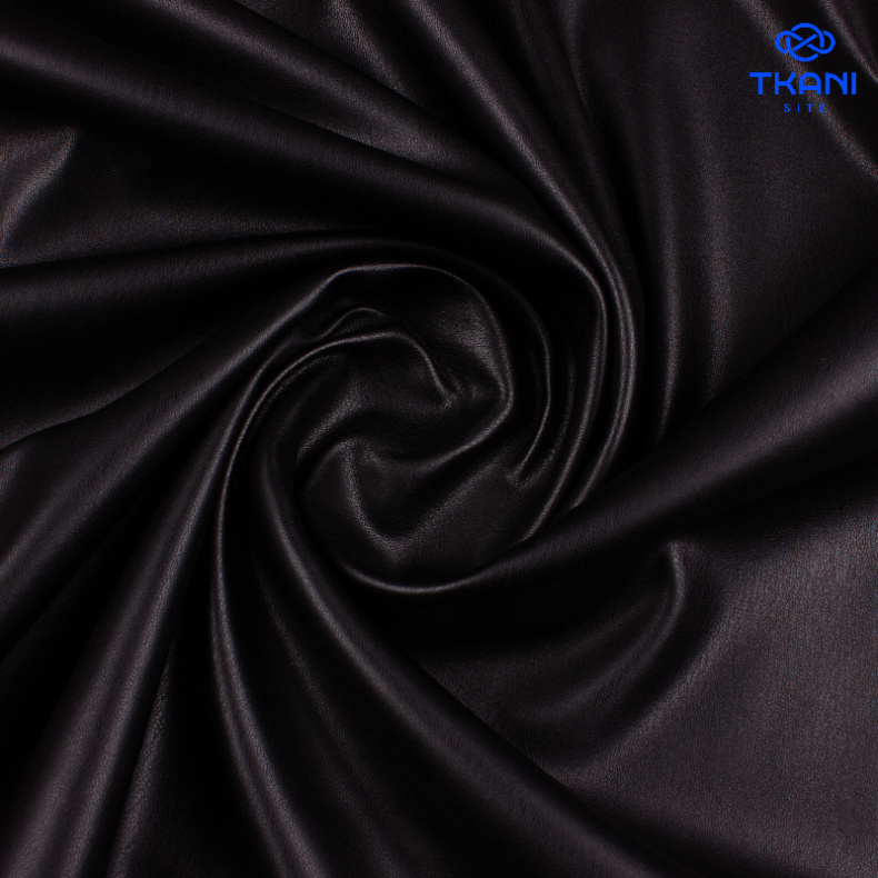 2096. Экокожа на микрофлисе. Черный. Уценка!!! от Tkani.site