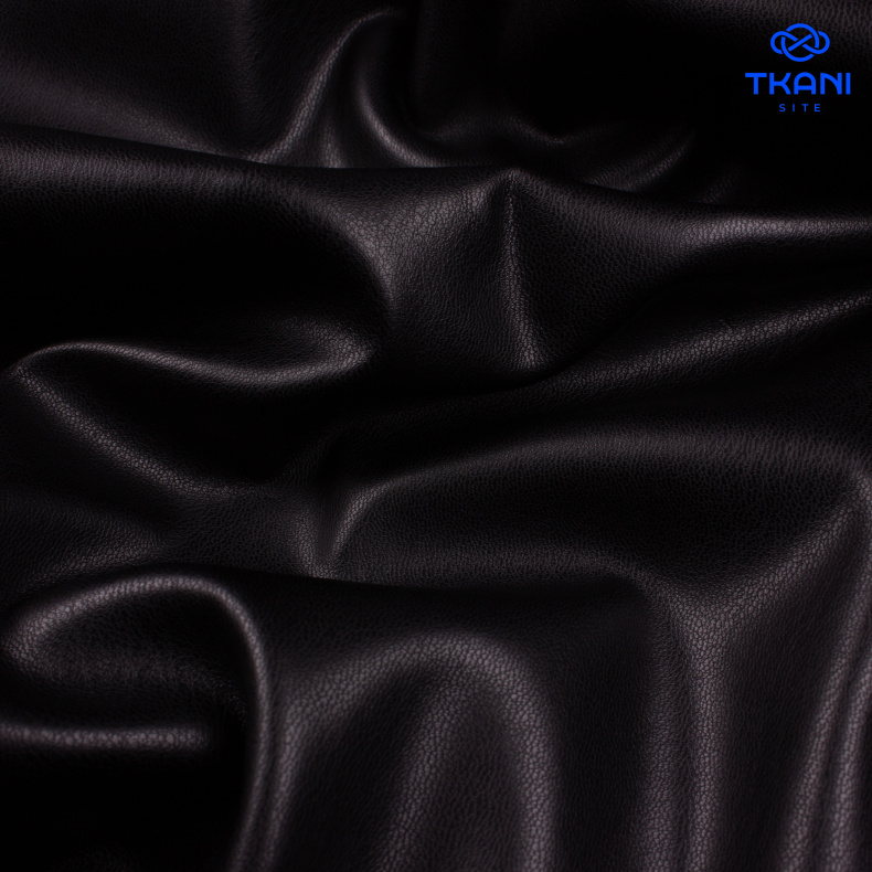 2096. Экокожа на микрофлисе. Черный. Уценка!!! от Tkani.site