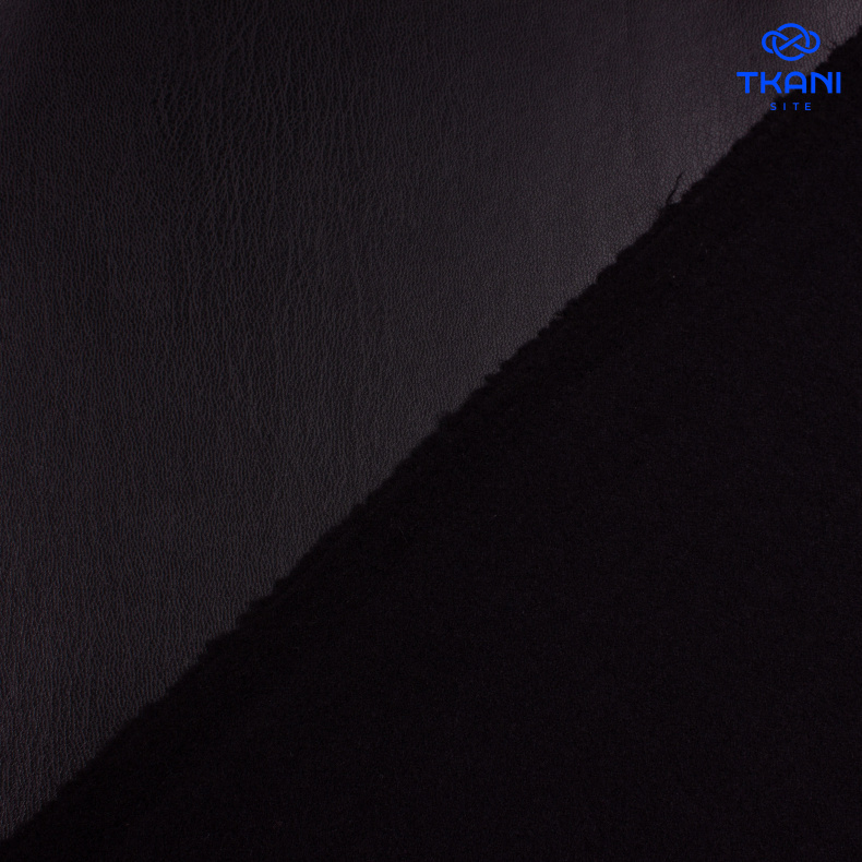 2096. Экокожа на микрофлисе. Черный. Уценка!!! от Tkani.site
