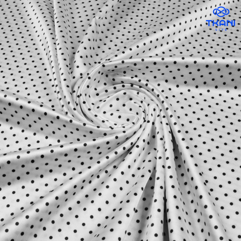 2115. Плательный атлас. В горошек. Уценка!!! от Tkani.site