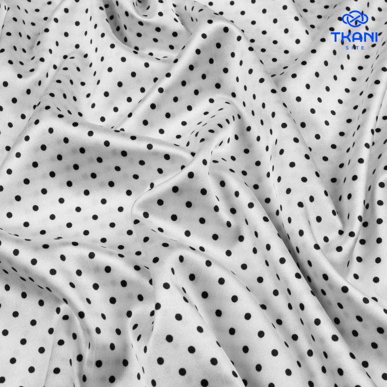 2115. Плательный атлас. В горошек. Уценка!!! от Tkani.site