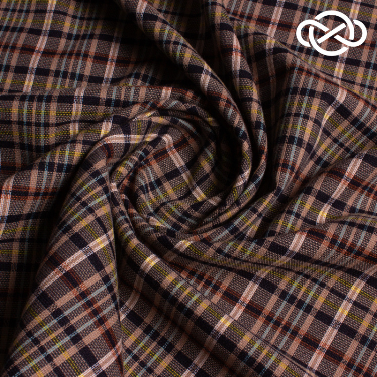 11608. Костюмная поливискоза. Рогожка. В клетку