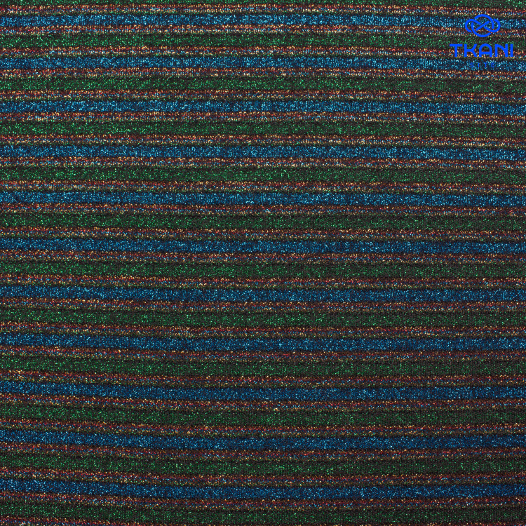 1046. Трикотажное полотно с люрексом. Полоски. - фото 1